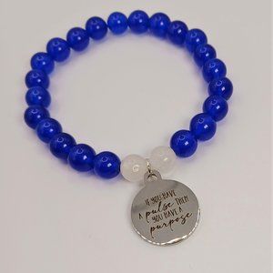 Blue Jade Elastic Cord Charm Bracelet